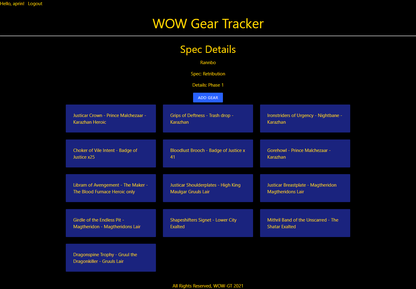 Wow Gear tracker details image